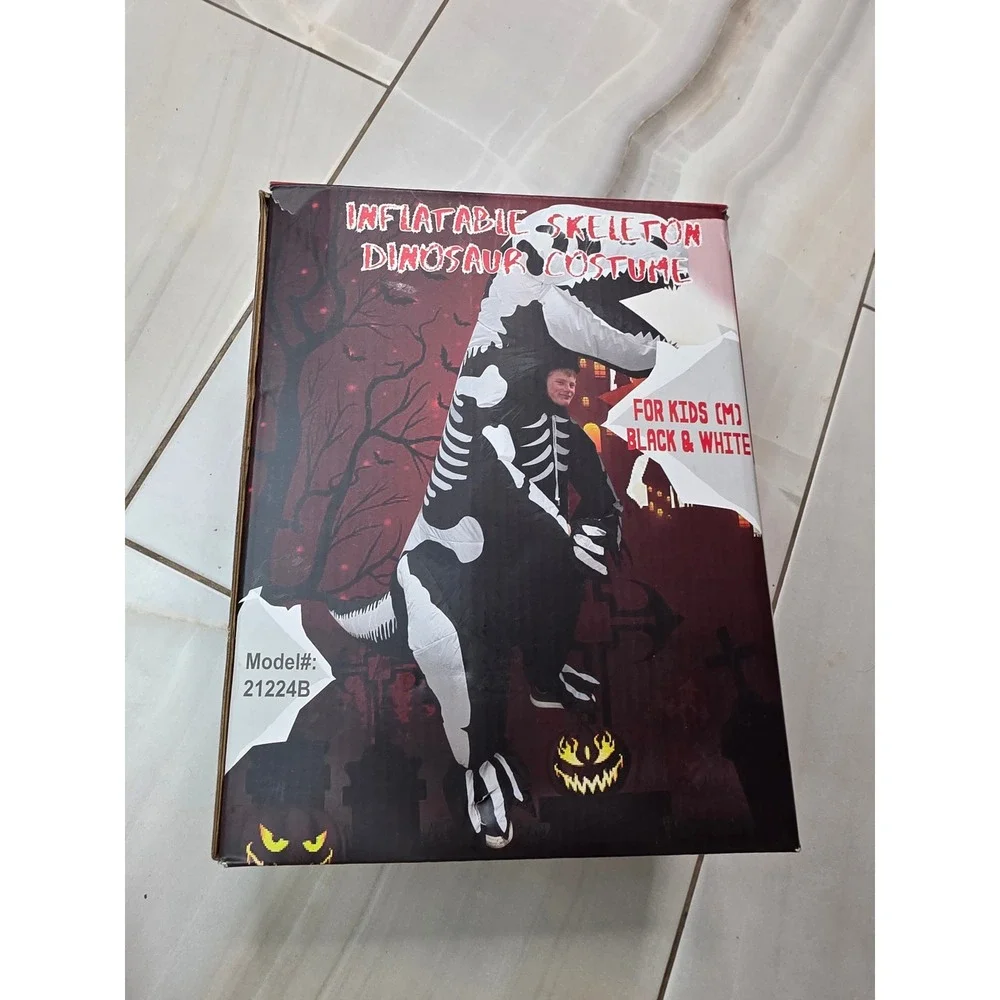 Lulu Home Inflatable Skeleton T-Rex Costume Kids Black Dinosaur‎ 6.5FT 21224B K1